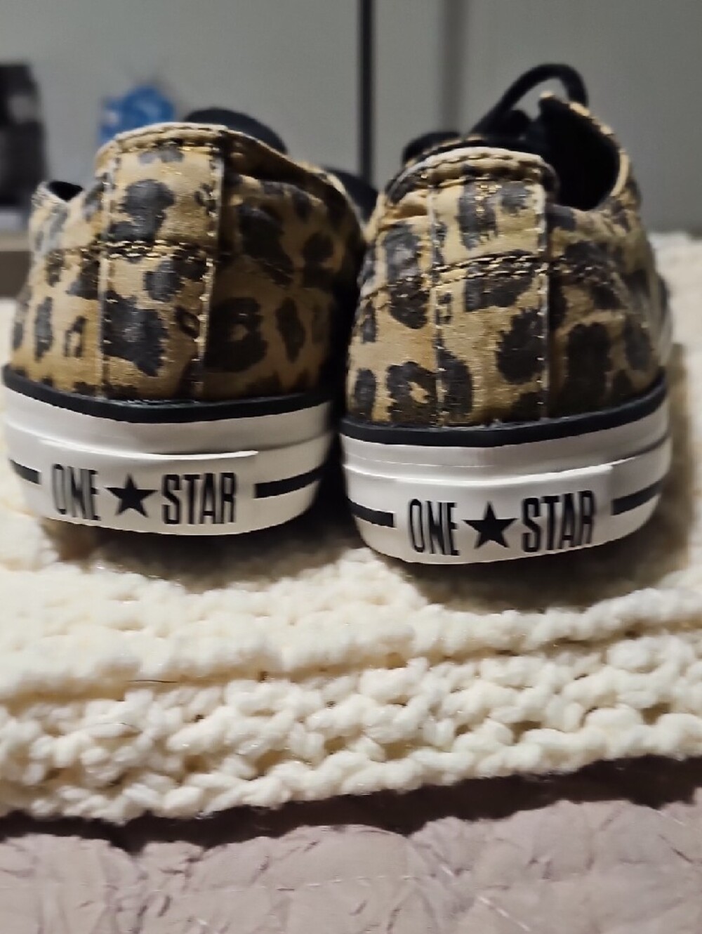 Converse One Star Leopard Print Sneakers - Black & Gold - Picture 3 of 5
